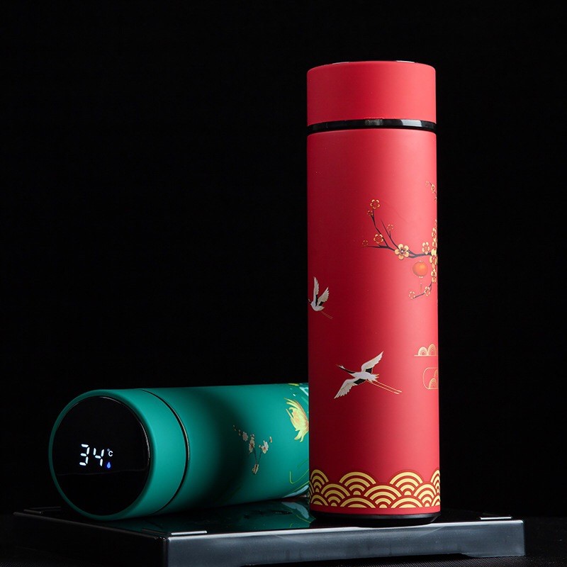 Phích nước 500ml Chinese Style 304 Stainless Steel Vacuum Flask Water Bottle with Filter Thermos Coffee Mug Thermocup Smart temperature display bbns