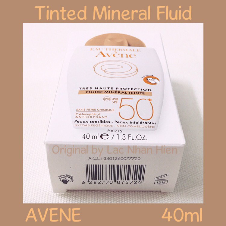 KEM CHỐNG NẮNG VẬT LÝ AVENE CHO DA RẤT NHẠY CẢM ❤ AVENE TINTED MINERAL FLUID SPF50+ (Bản có màu)