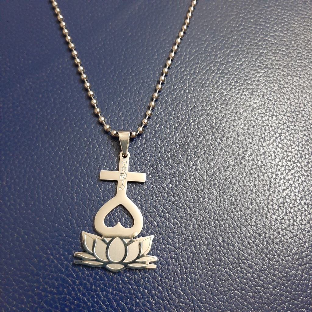 Dây chuyền thiên tâm màu trắng inox sáng đẹp không đen, đem lại bình an và may mắn cho người đeo