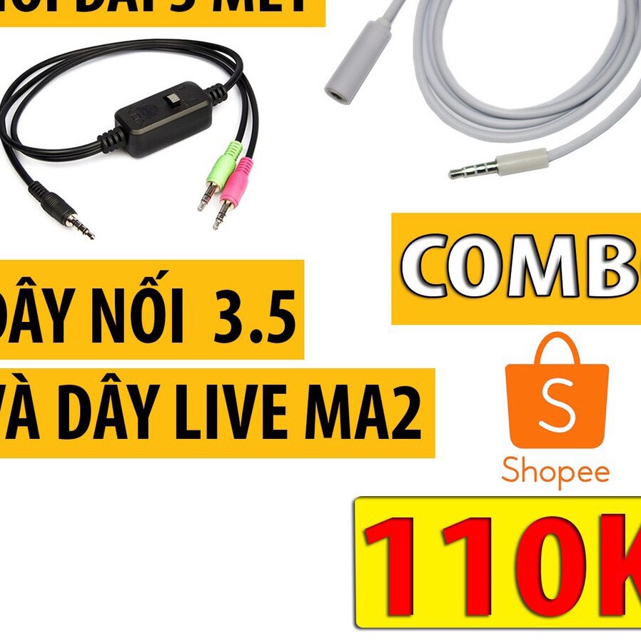 [Sale Xả Hàng] Combo tiện lợi dây livestream 3 màu MA2 + dây nối dài lên đến 3m - hỗ trợ livetream, bigo, fb bán hàng