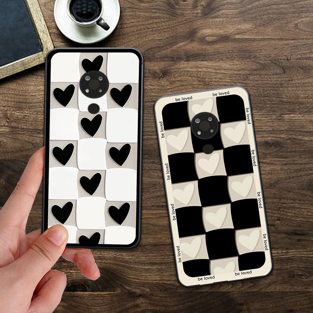 Ốp Nokia Nokia 3.4 / nokia 8.3 in hình trái tim caro đen trắng , hồng cute xinh xắn dễ thương