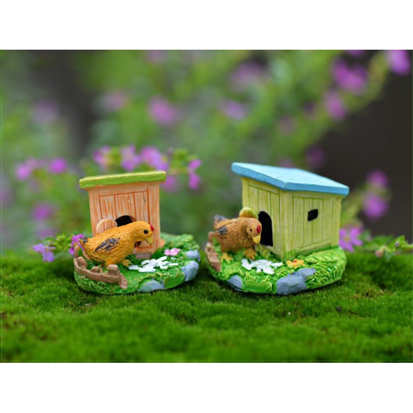 Mô Hình chuồng gà Làm trang trí Tiểu Cảnh - terrarium quà tặng trang trí