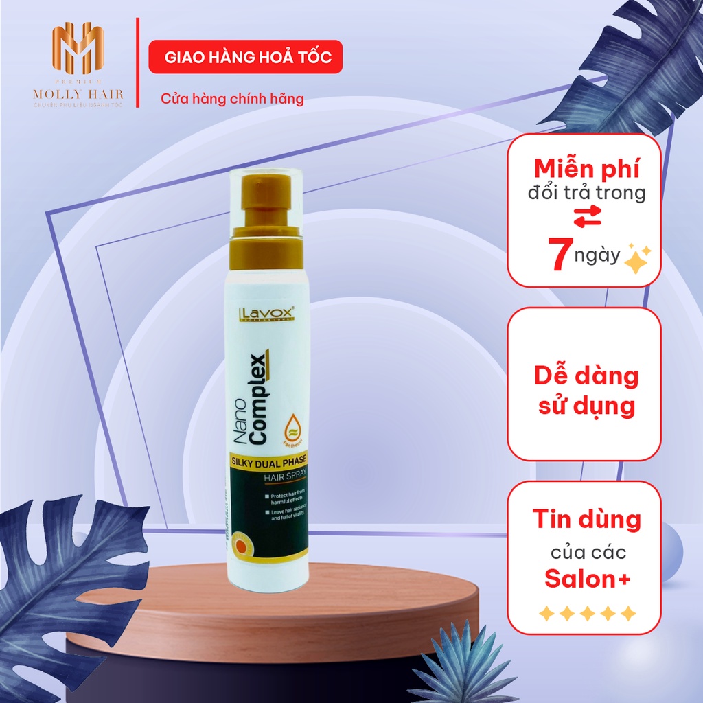 Xịt dưỡng tóc bóng mượt cao cấp MollyHair Nanocomplex, bảo vệ tóc khỏi các tác hại 180ml