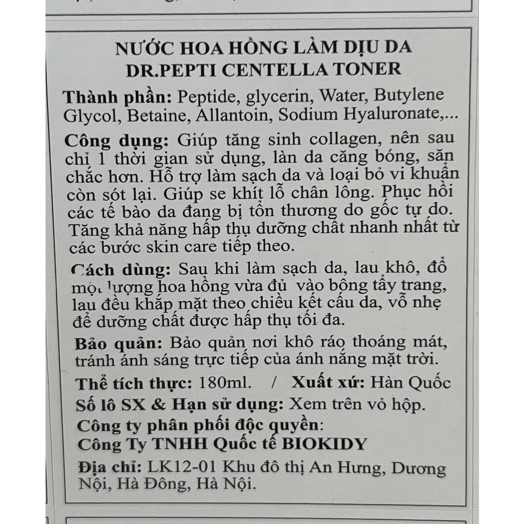 [Hàng mới có vòi] Toner siêu căng bóng Dr Pepti Hàn Quốc