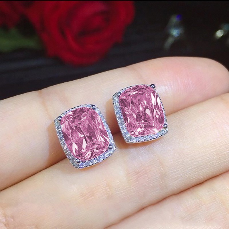 Bông tai đính đá zircon hình vuông thời trang dành cho nữ
