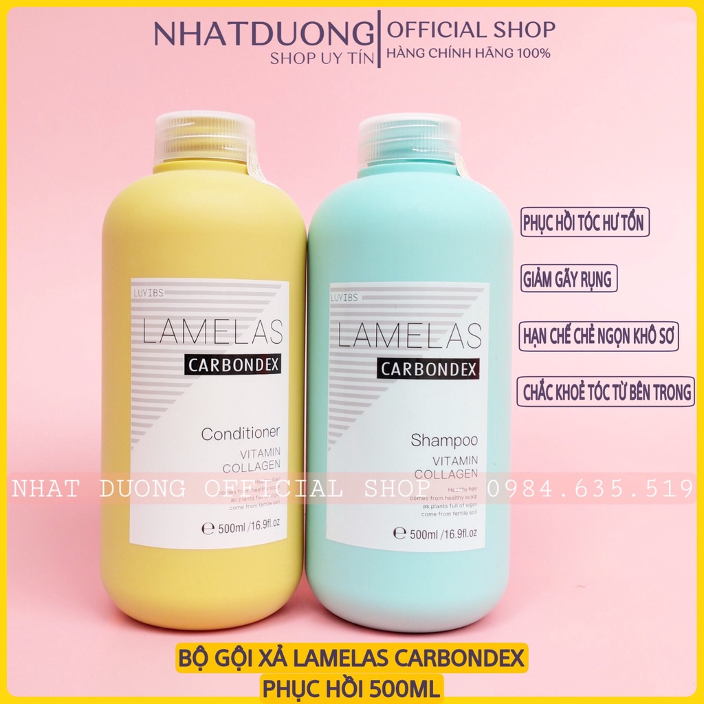 Bộ Gội Xả Lamelas Carbondex 500ML Chính Hãng | Phục Hồi Hư Tổn, Giảm Gãy Rụng, Hạn Chế Sơ Chẻ Ngọn
