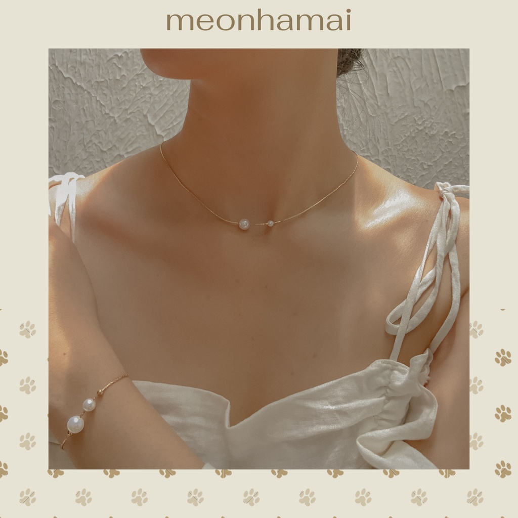 Vòng cổ nữ 2 hạt ngọc nhân tạo MEONHAMAI VC002