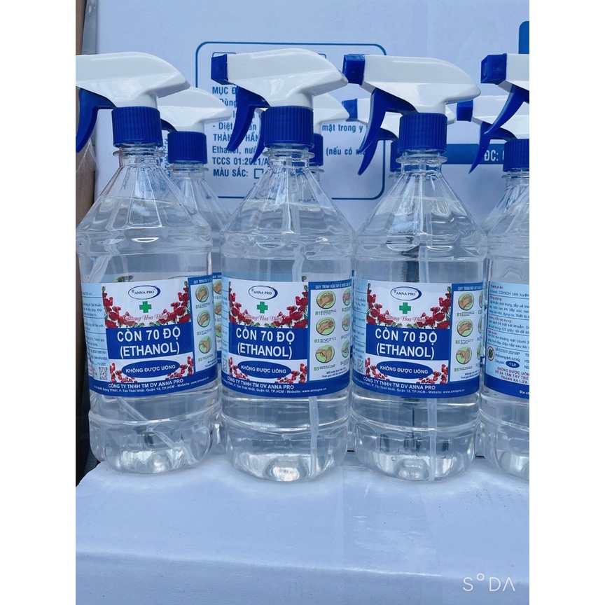 Cồn Y Tế Rửa Tay Sát Khuẩn 70 Độ ETHANOL CHAI 1 LÍT CÓ VÒI XỊT Hương Hoa Hồng