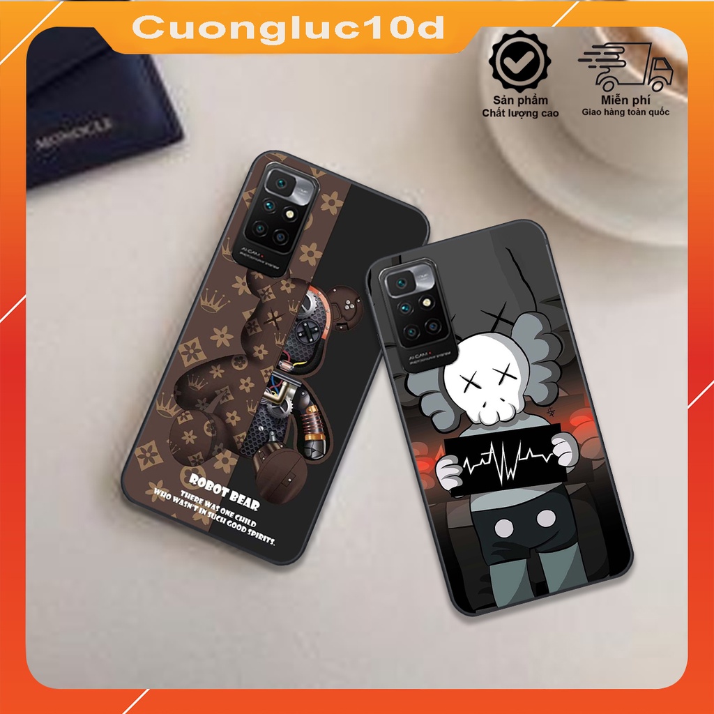 🔥 Ốp Xiaomi Redmi 10 / Redmi Note 10 in 3D gấu bear brick phong cách cá tính cực ngầu