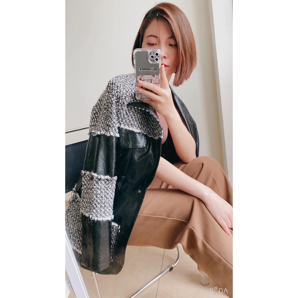 Áo dạ da, áo form rộng chất chơi