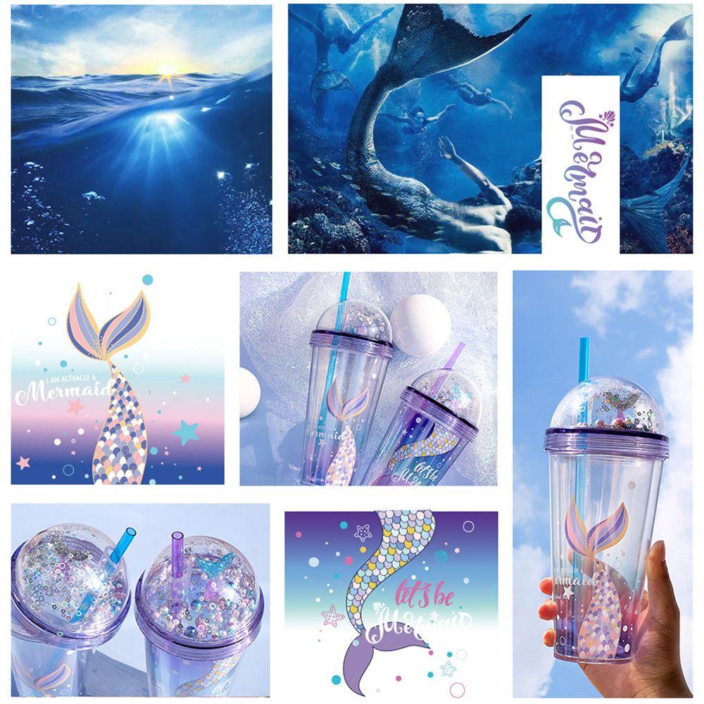 KUNHEV Bình Nước Hai Lớp 420ml Kèm Ống Hút Có Thể Tái Sử Dụng