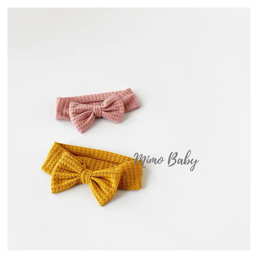 Băng đô bản to chất cotton len, turban đính nơ xinh xắn cho bé gái BD71 Mimo Baby