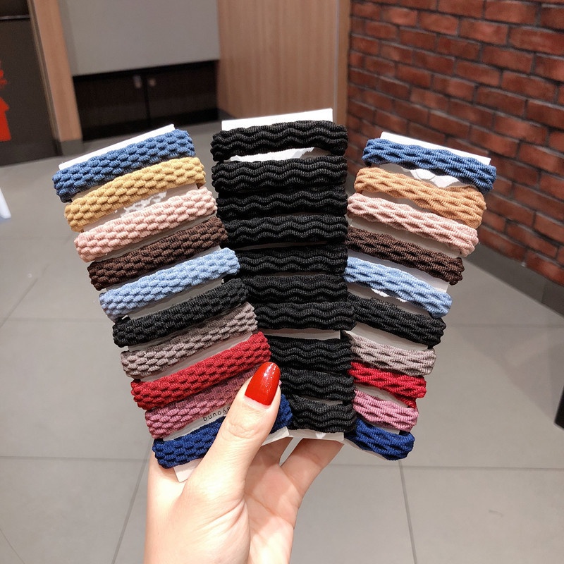 Set 10 Dây Buộc Tóc Co Giãn Đơn Giản Thời Trang Hàn Quốc