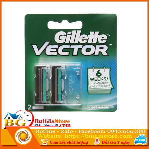 Vỉ 2 cái lưỡi dao cạo râu kép Gillette Vector