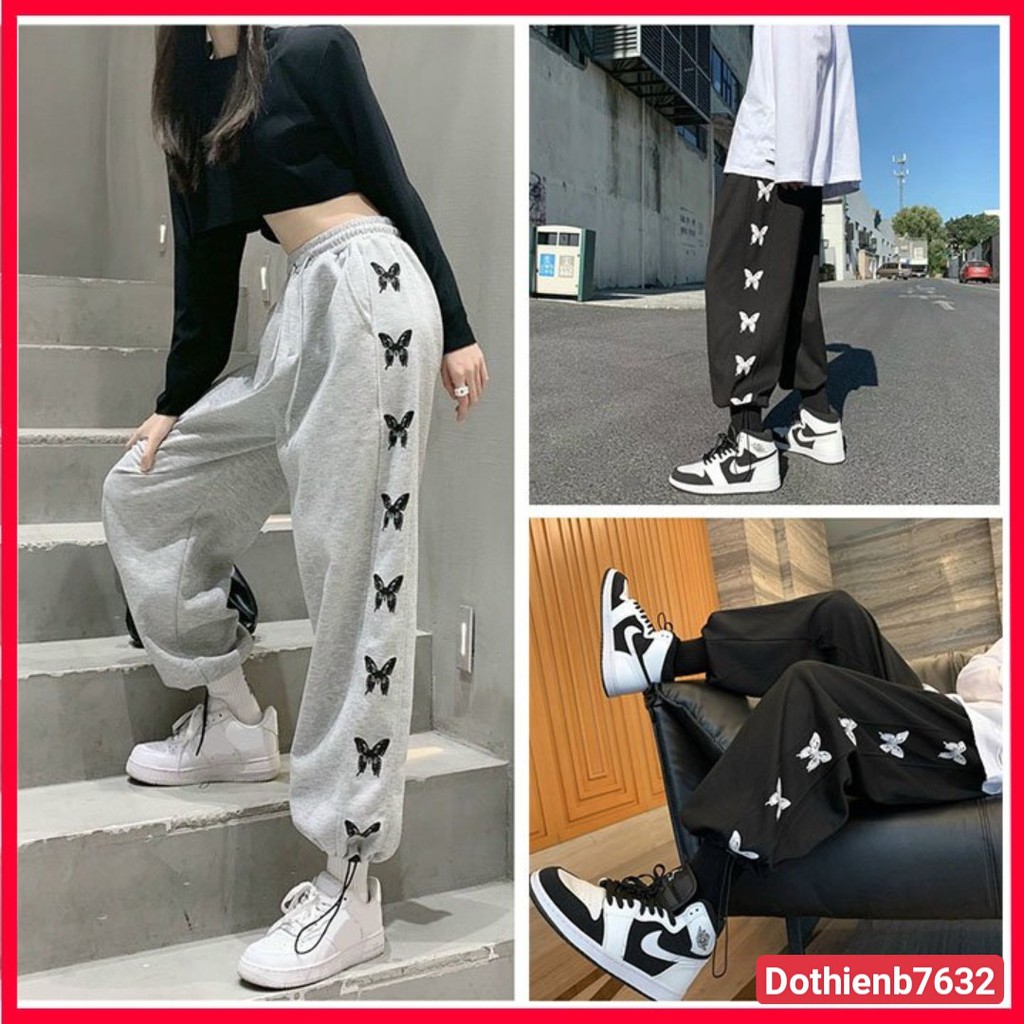 Quần Jogger Nữ- nam- Unisex Dài Ống Rộng Có Bo Rút Dây In Hình  Ulzzang/Quần Jogger Nữ Dài Ống Rộng Có Bo 2 màu  Ulzzang