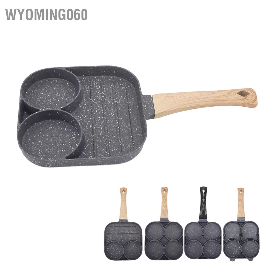 Wyoming060 Chảo chiên 4 lỗ chống dính chịu nhiệt trứng tráng cho bánh kếp Bánh mì kẹp thịt Phụ kiện nhà bếp