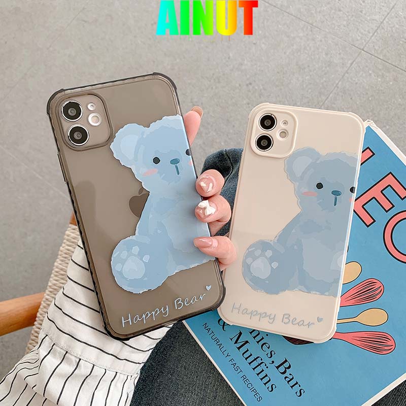 Ốp Điện Thoại Silicon Tpu Mềm Bốn Góc Chống Bụi Chống Sốc In Hình Gấu Hạnh Phúc Cho Iphone11 12 Pro Max 7 8 Plus X Xs Xr Xsmax