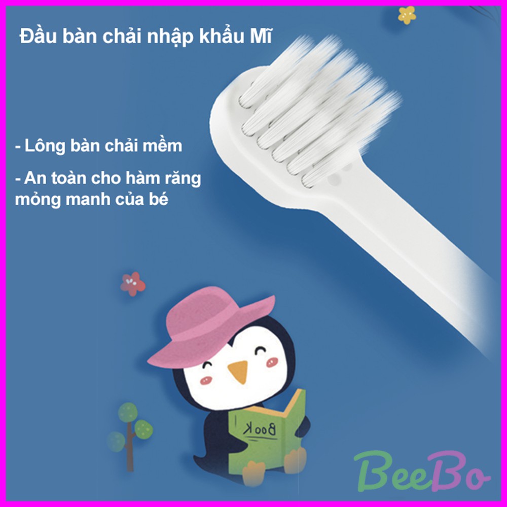 Bàn chải điện cho bé lông mềm mịn an toàn, bàn chải tự động đánh răng cao cấp chống nước cho trẻ từ 3 - 15 tuổi