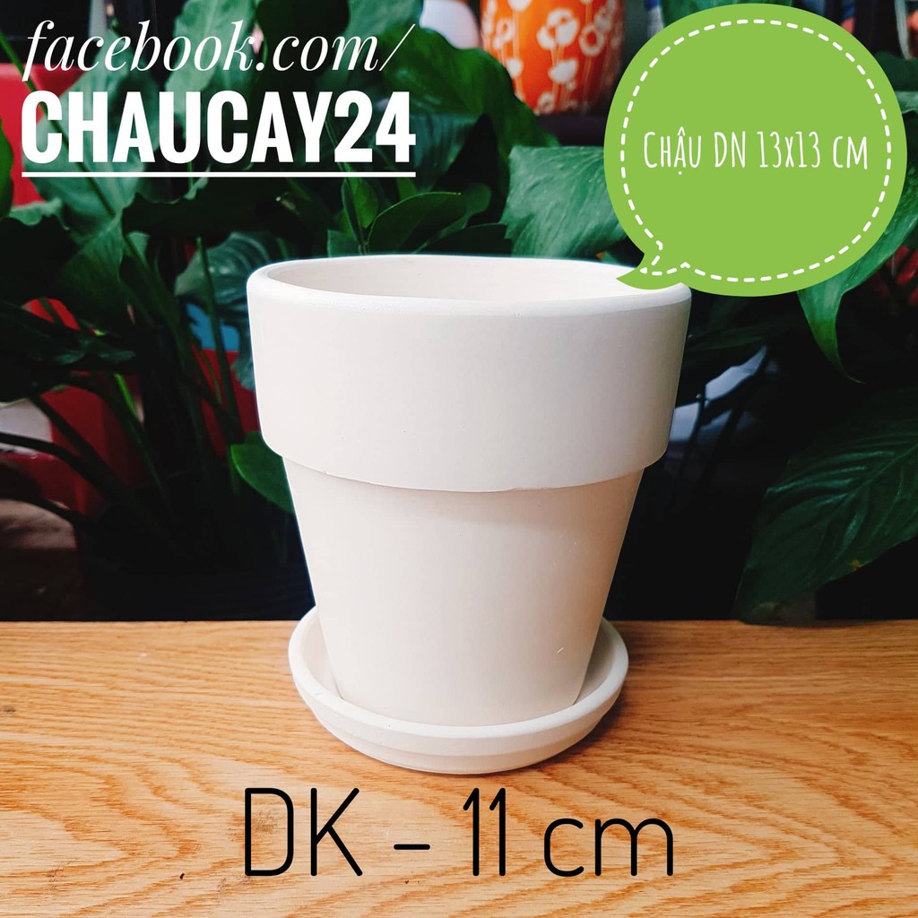 Chậu đất nung 13x13 cm (KÈM DĨA LÓT) trồng cây cảnh nội thất, cây mini, sen đá, xương rồng