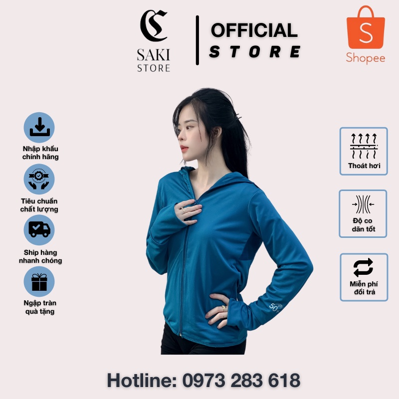 Áo chống nắng nữ Saki 2 lớp thông hơi vải hạt xoàn thoáng mát