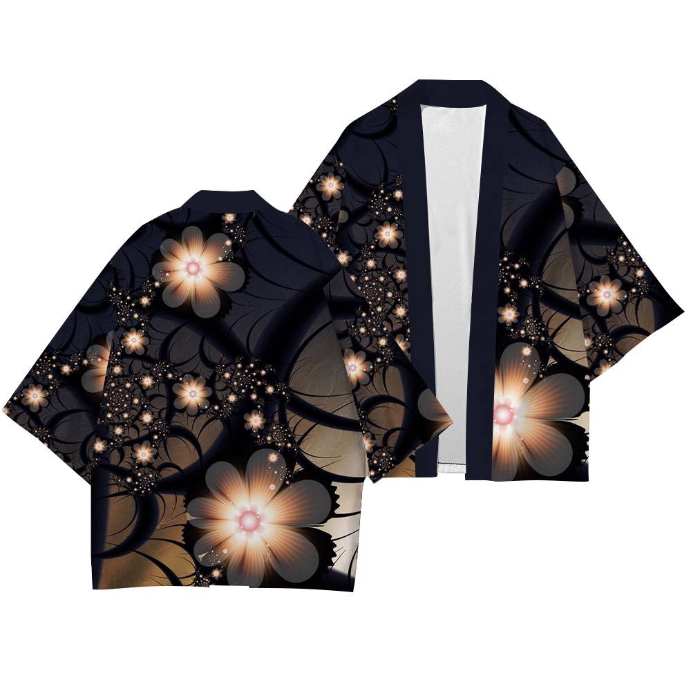 Áo Khoác Kimono Tay 3 / 4 In Hoa Cúc Thời Trang Hè Thu Mới Cho Nam
