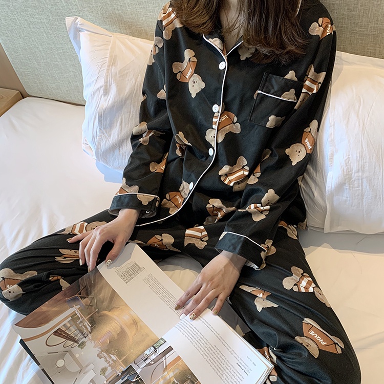 Bộ đồ ngủ Pijama lụa cotton tay dài siêu dễ thương