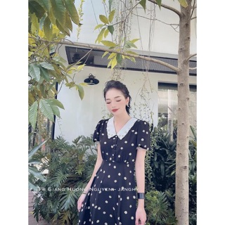Váy cúc xoè cổ trắng dành cho nữ