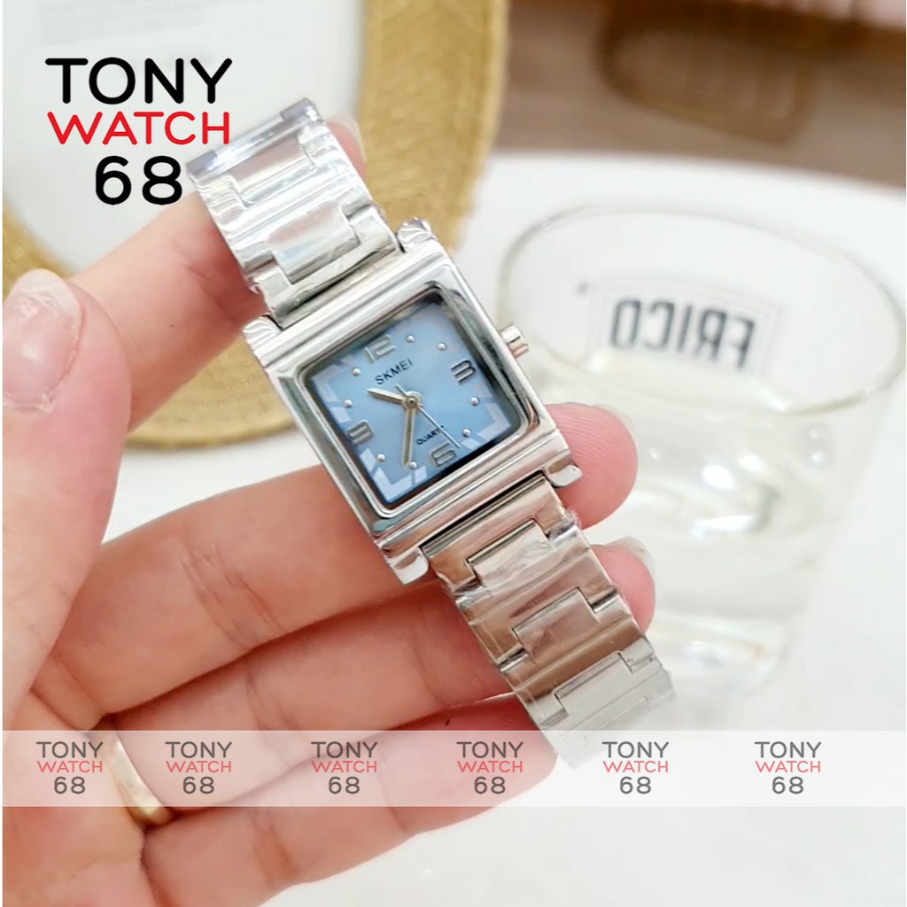 Đồng hồ nữ SKMEI mặt vuông dây kim loại mặt mini sang trọng chính hãng chống nước Tony Watch 68