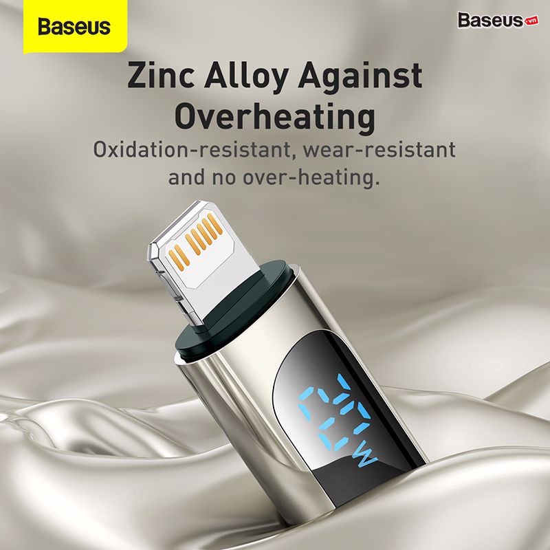 Dây sạc PD 20W Baseus - Type C to Lightning - Tích hợp màn hình LED - Sạc nhanh - Chính hãng - Bảo Hành 12 tháng