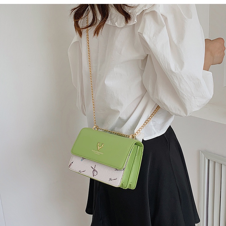 Túi Đeo Vai Hình Vuông Cỡ Nhỏ Màu Sắc Tương Phản Thời Trang Cho Nữ