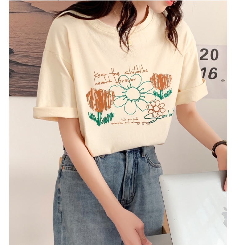 Áo Thun Nữ Cổ Tròn Tay Ngắn In Hình 51217