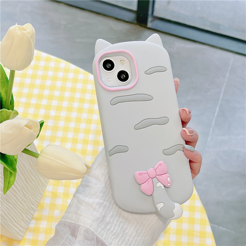 Vỏ chống sốc màu xám cho iPhone 14 Pro 13 Pro Max Silicone mềm iPhone 12 Pro 11 Pro Max Ốp lưng in hình mèo dễ thương