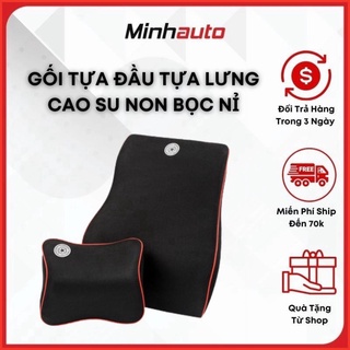 [ab] Gối Tựa Lưng Ô Tô - Gối Tựa Đầu Ô Tô [CAO CẤP] Chất Liệu Ruột Cao Su Non Bọc Nỉ, Điều Chỉnh Bảo Vệ Cột Sống