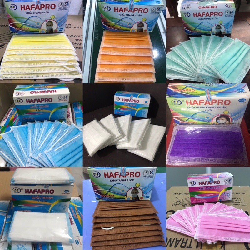 Khẩu trang y tế 4 lớp HAFAPRO. Sĩ buôn từ 10 hộp.