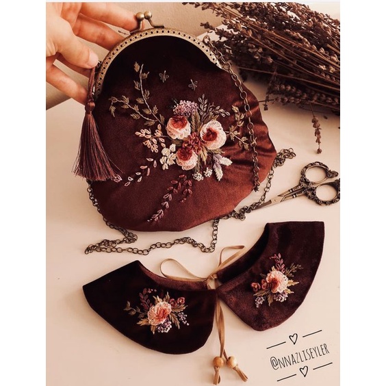DIY Bộ thêu tay thủ công Túi Xách sang trọng -kit nguyên liệu tự làm túi - Nana Handmade Shop - khung túi kim loại