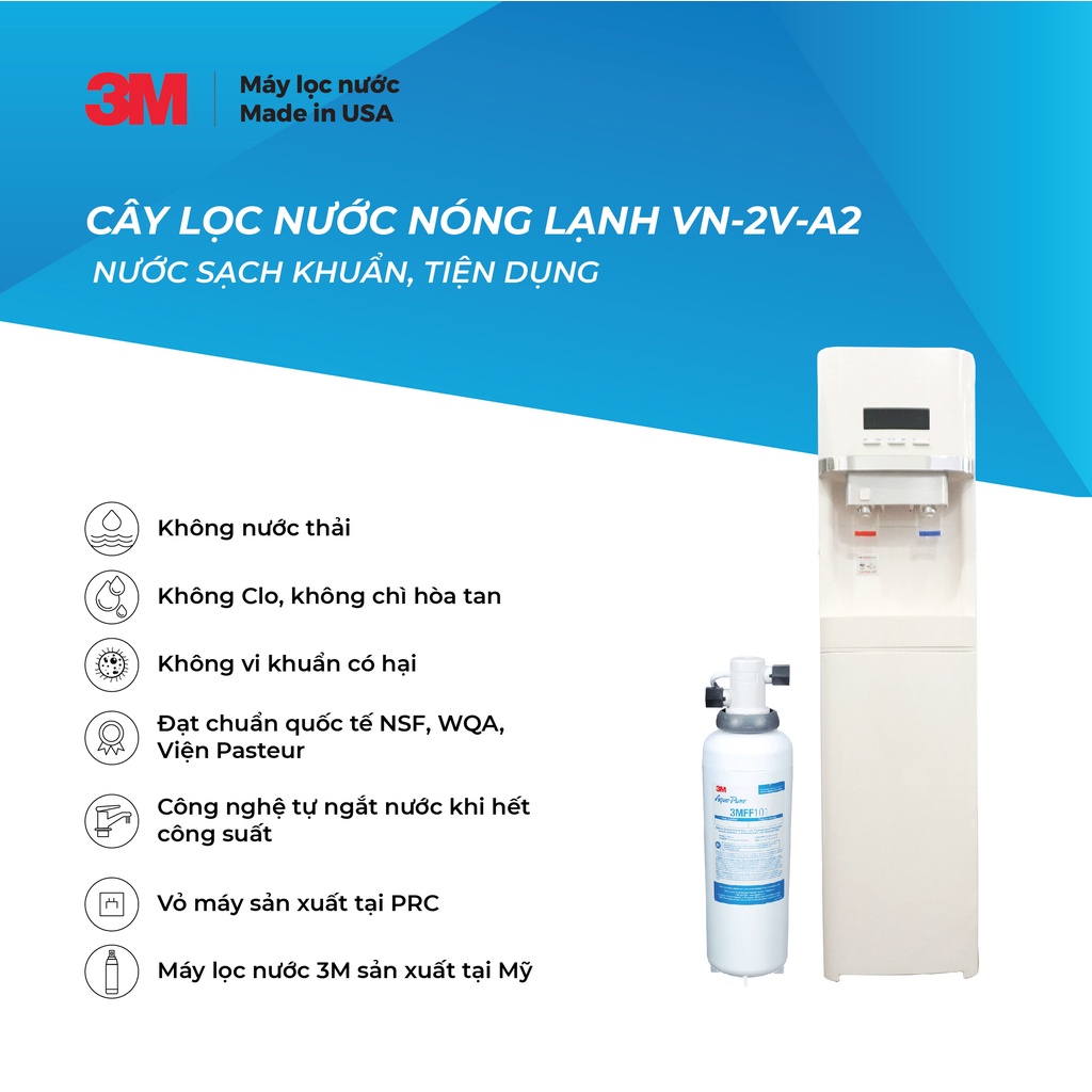 Máy Lọc Nước Nóng Lạnh 3M VN2V-A2 Có Bảng Điện Tử (Sử Dụng Máy 3M FF100)