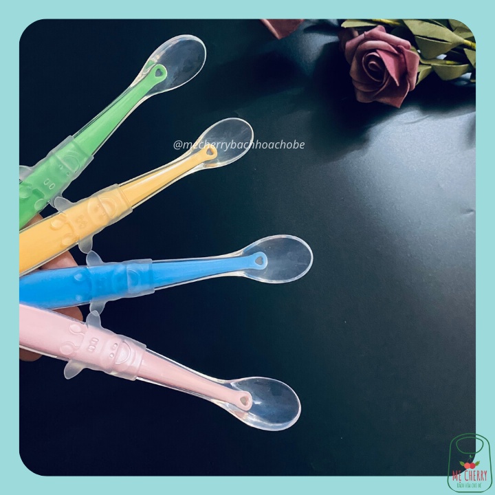 Thìa ăn dặm silicon cho bé nhiều màu dễ thương