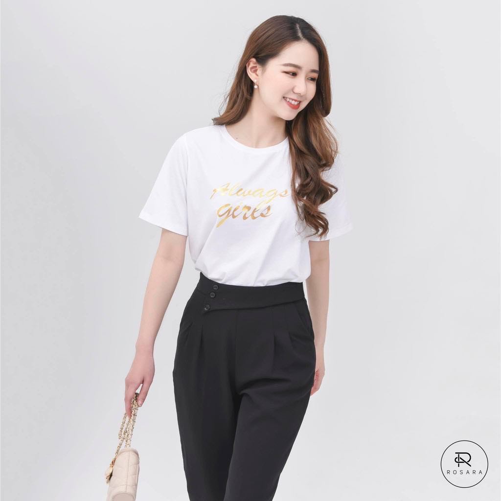 Quần baggy suông nữ xếp ly 3 nút đủ size thiết kế basic phong cách thanh lịch sang trọng Rosara SP109