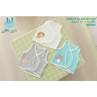 Lil little love - Áo gile len cài chéo in gấu cho bé