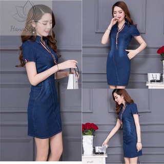 Đầm jean nữ phối viền siêu xinh HN0041