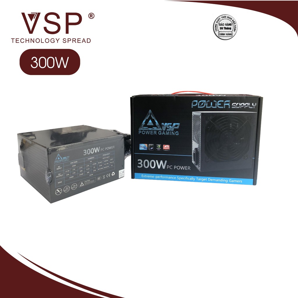 [Mã SKAMSALE03 giảm 10% đơn 200k] Nguồn VSP Công Suất Thực 300W Full Box-Kèm Dây Nguồn Bảo Hành 36 T