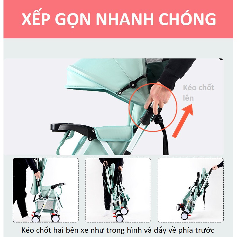 [SẴN HÀNG HCM] XE ĐẨY TRẺ EM 2 CHIỀU CAO CẤP CÓ GIẢM XÓC 600D - XE ĐẨY EM BÉ - XE ĐẨY CHO BÉ