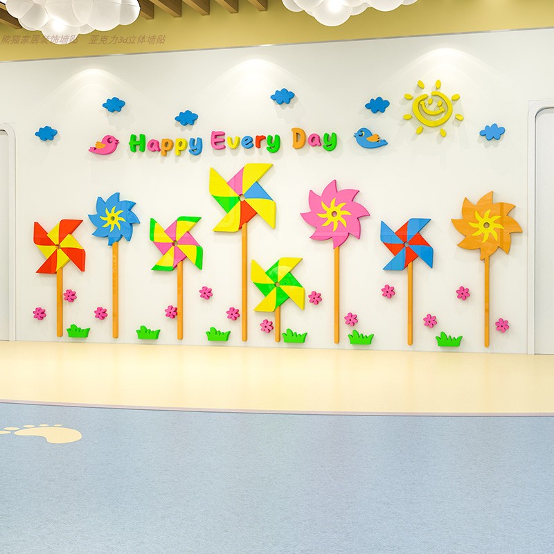 Tranh Mica trang trí tường Cối xay gió Chong Chóng Cánh quạt Trang trí nhà trẻ, phòng cho bé Nhiều Size - EPeBen