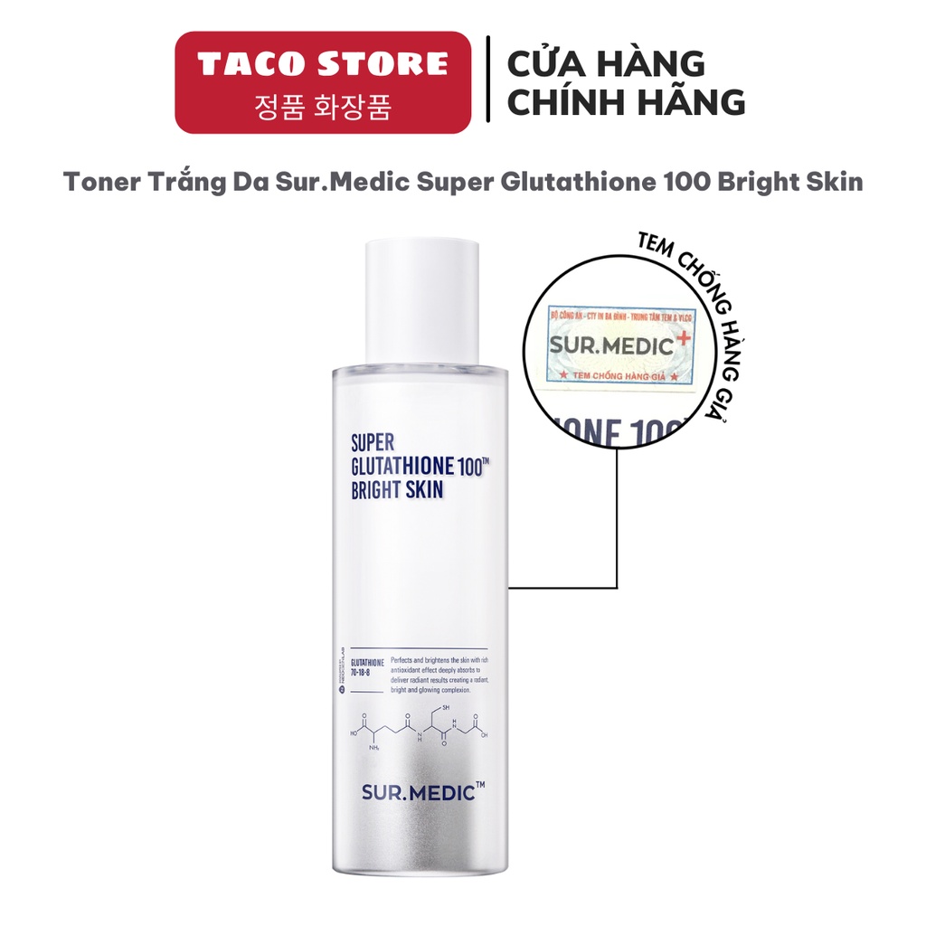 Toner Trắng Da Sur.Medic Super Glutathione 100 Bright Skin