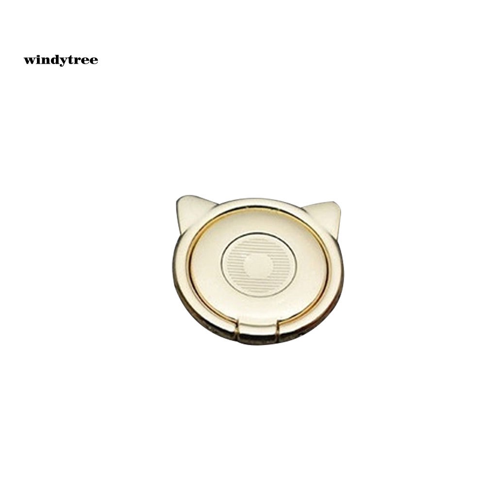 WDTE Universal Rotated Cute Cat Ears Metal Mobile Phone Finger Ring Holder Grip Stand