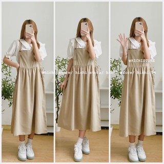Sét yếm rút eo + sơ mi tay bồng