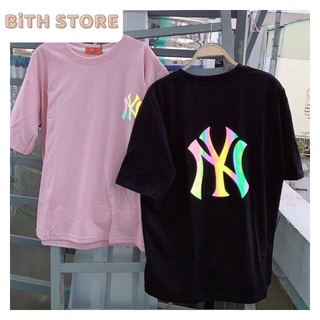 Áo thun ngắn tay nam nữ form rộng in phản quang NY cực hot trend mùa hè