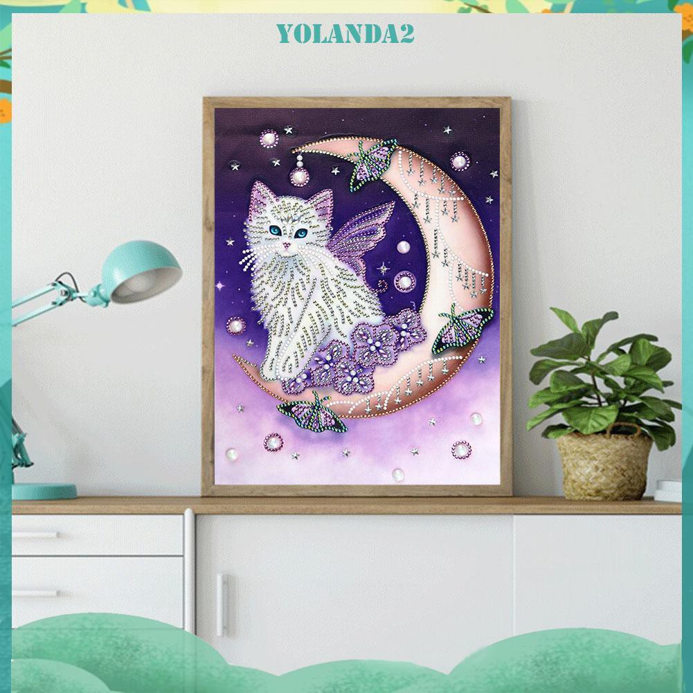 Bộ Tranh Đính Đá 5d Tự Làm Hình Chú Mèo Đáng Yêu