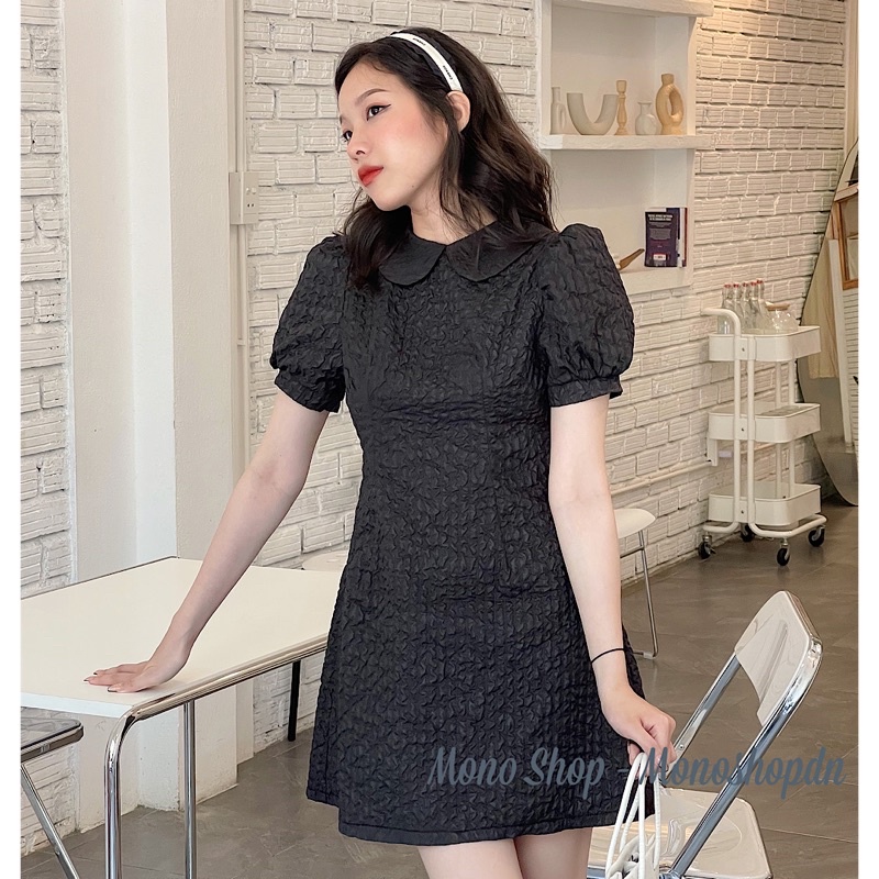 Đầm gấm xốp cổ sen tay bồng bo viền Ảnh thật/ sẵn | BigBuy360 - bigbuy360.vn