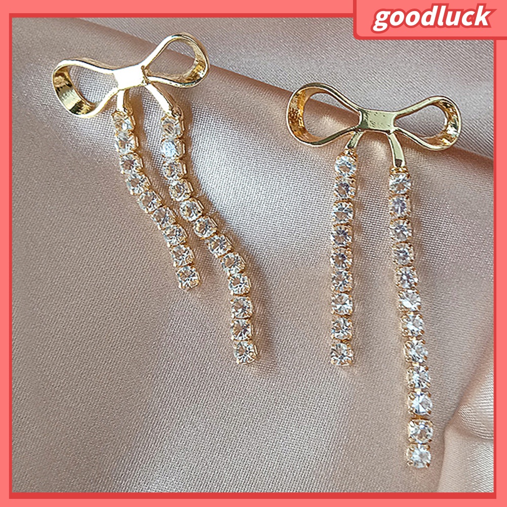 Đôi Bông Tai Dáng Dài Phối Nơ Xinh Xắn Thời Trang Cho Nữ